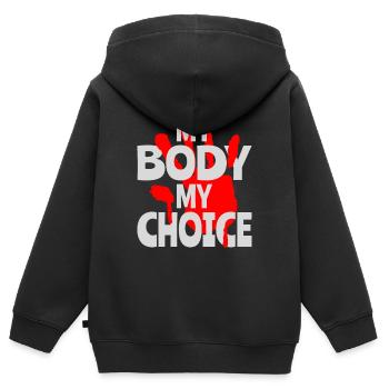 Mon corps Ma décision - Sweat Premium à capuche zippé enfant bio - noir - Dos - AI Model Kid Male (0cm)