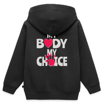 Mon corps Ma décision - Sweat Premium à capuche zippé enfant bio - noir - Dos - AI Model Kid Male (0cm)