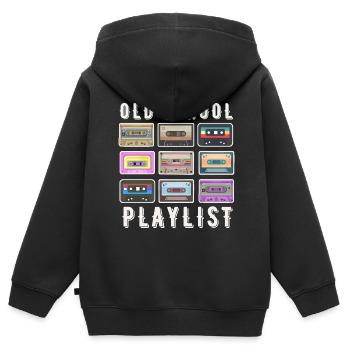 OLD SCHOOL PLAYLIST - Sweat Premium à capuche zippé enfant bio - noir - Dos - AI Model Kid Male (0cm)