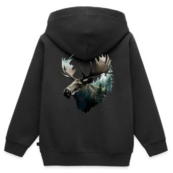 Élan - Sweat Premium à capuche zippé enfant bio - noir - Dos - AI Model Kid Male (0cm)