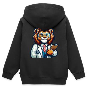 Cute Lion Scientist - Kids Premium Organic Zip-up Hoodie - black - Back - AI Model Kid Male (0cm)