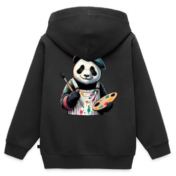 Cute Panda Artist - Kids Premium Organic Zip-up Hoodie - black - Back - AI Model Kid Male (0cm)
