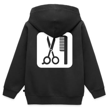 Friseur - Kinder Premium Organic Zip Hoodie - Schwarz - Hinten - AI Model Kid Male (0cm)