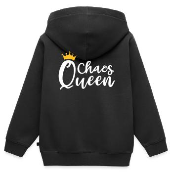 Chaos Queen Chaotin mess messy queen queen mess - Sweat Premium à capuche zippé enfant bio - noir - Dos - AI Model Kid Male (0cm)