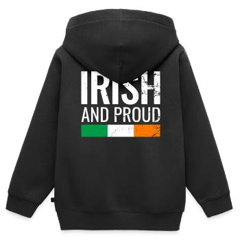 Irish And Proud Ireland Irish Flag Irish - Kids Premium Organic Zip-up Hoodie - black - Back - AI Model Kid Male (0cm)