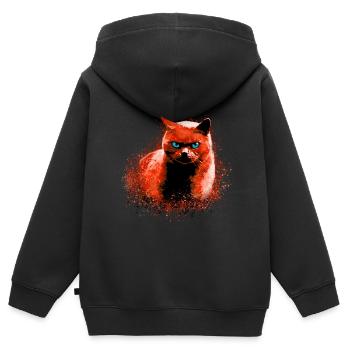 Chat,Orange,Chat,Cimetière des animaux câlins,Effrayant - Sweat Premium à capuche zippé enfant bio - noir - Dos - AI Model Kid Male (0cm)