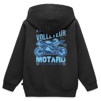 motard parfait volleyeur parfait - Sweat Premium à capuche zippé enfant bio - noir - Dos - AI Model Kid Male (0cm)