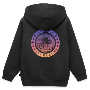 Fahrrad, biken, Bmx, Mtb - Kinder Premium Organic Zip Hoodie - Schwarz - Hinten - AI Model Kid Male (0cm)