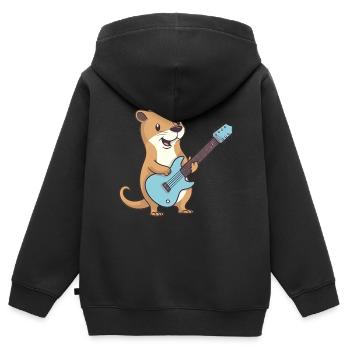 Cute mongoose playing guitar - Kids Premium Organic Zip-up Hoodie - black - Back - AI Model Kid Male (0cm)