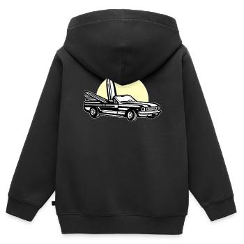 Muscle Car im Sonnenuntergang 01_dreifarbig - Kinder Premium Organic Zip Hoodie - Schwarz - Hinten - AI Model Kid Male (0cm)