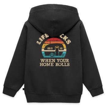 Wohnwagen - Kinder Premium Organic Zip Hoodie - Schwarz - Hinten - AI Model Kid Male (0cm)