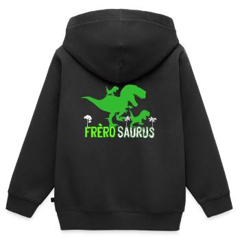 Freère Humour Dinosaure Annonce Naissance - Sweat Premium à capuche zippé enfant bio - noir - Dos - AI Model Kid Male (0cm)
