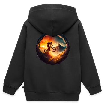 Mountainbike BMX MTB Fahrrad Street Trial Outdoor - Kinder Premium Organic Zip Hoodie - Schwarz - Hinten - AI Model Kid Male (0cm)