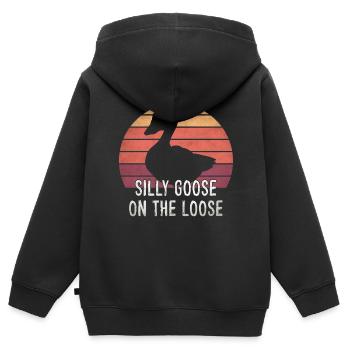 Silly goose on the loose - Kids Premium Organic Zip-up Hoodie - black - Back - AI Model Kid Male (0cm)