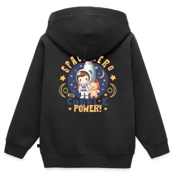 Astronaut with teddy bear - Kids Premium Organic Zip-up Hoodie - black - Back - AI Model Kid Male (0cm)