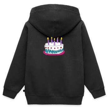 Torte - Kinder Premium Organic Zip Hoodie - Schwarz - Hinten - AI Model Kid Male (0cm)