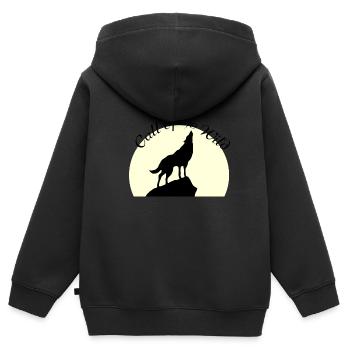 Wolf Call of The Wild - Kinder Premium Organic Zip Hoodie - Schwarz - Hinten - AI Model Kid Male (0cm)