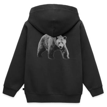 Gris Ours, Gris Ours Sauvage - Sweat Premium à capuche zippé enfant bio - noir - Dos - AI Model Kid Male (0cm)