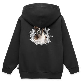 Boxer im Glas Loch - Kinder Premium Organic Zip Hoodie - Schwarz - Hinten - AI Model Kid Male (0cm)