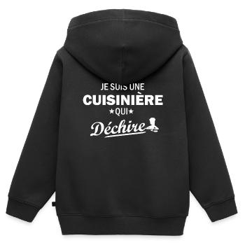 Je suis une Cuisinière qui Déchire - Cuisine - Sweat Premium à capuche zippé enfant bio - noir - Dos - AI Model Kid Male (0cm)