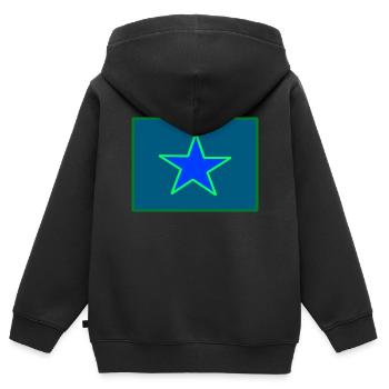 Étoile Vert Bleu - Sweat Premium à capuche zippé enfant bio - noir - Dos - AI Model Kid Male (0cm)