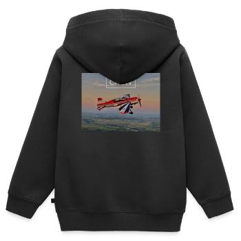 YAK54 SUNSET - Kinder Premium Organic Zip Hoodie - Schwarz - Hinten - AI Model Kid Male (0cm)