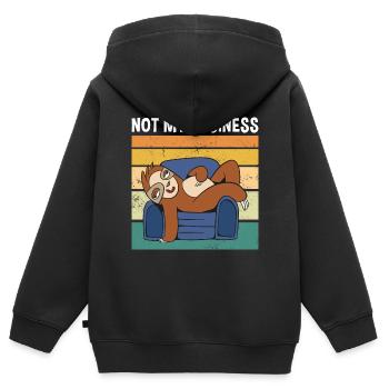 Pas mon affaire Paresseux mignon - Sweat Premium à capuche zippé enfant bio - noir - Dos - AI Model Kid Male (0cm)