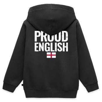 Fier Anglais Angleterre Drapeau Anglais Anglais - Sweat Premium à capuche zippé enfant bio - noir - Dos - AI Model Kid Male (0cm)