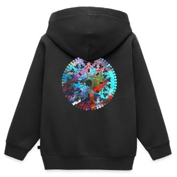 Mandala, coloré, motif, orient, graffiti - Sweat Premium à capuche zippé enfant bio - noir - Dos - AI Model Kid Male (0cm)