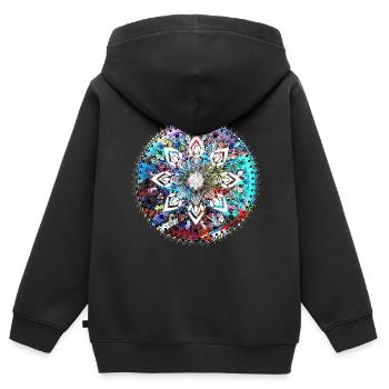 Mandala, coloré, motif, orient, graffiti - Sweat Premium à capuche zippé enfant bio - noir - Dos - AI Model Kid Male (0cm)