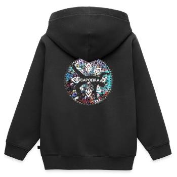 capoeira, mandala, coloré, motif, orient, graffiti - Sweat Premium à capuche zippé enfant bio - noir - Dos - AI Model Kid Male (0cm)