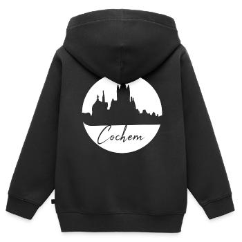 Cochem,Skyline,Cercle,Cercle Blanc - Sweat Premium à capuche zippé enfant bio - noir - Dos - AI Model Kid Male (0cm)