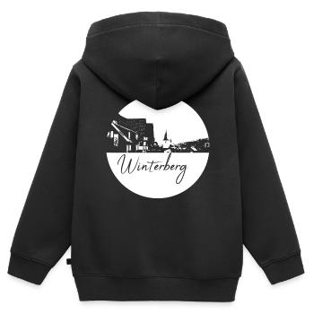 Winterberg,Skyline,Cercle Blanc,Cercle - Sweat Premium à capuche zippé enfant bio - noir - Dos - AI Model Kid Male (0cm)