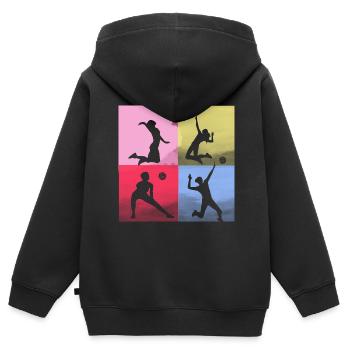 volleyball,volleyballer, Beachball,bunt - Kinder Premium Organic Zip Hoodie - Schwarz - Hinten - AI Model Kid Male (0cm)