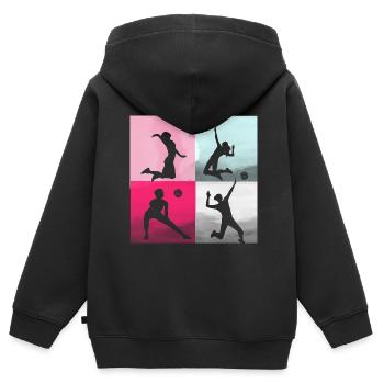 volleyball,volleyballer, Beachball,Graffiti,pink - Kinder Premium Organic Zip Hoodie - Schwarz - Hinten - AI Model Kid Male (0cm)