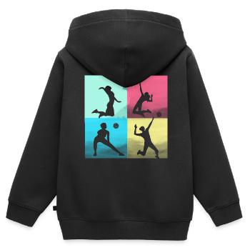 volleyball,volleyballer, Beachball,bunt - Kinder Premium Organic Zip Hoodie - Schwarz - Hinten - AI Model Kid Male (0cm)