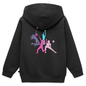 volleyball,volleyballer, Beachball,Graffiti,pink - Kinder Premium Organic Zip Hoodie - Schwarz - Hinten - AI Model Kid Male (0cm)