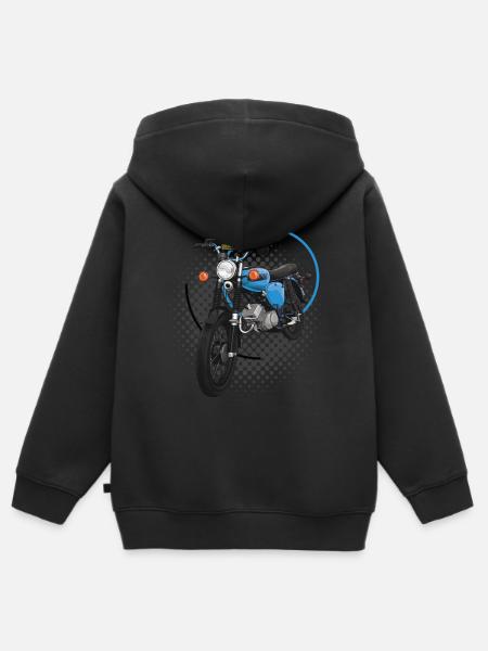 S51 (hellblau) // Illustration - Kinder Premium Organic Zip Hoodie - Schwarz