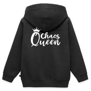 Chaos Queen Chaotin mess messy queen queen mess - Sweat Premium à capuche zippé enfant bio - noir - Dos - AI Model Kid Male (0cm)