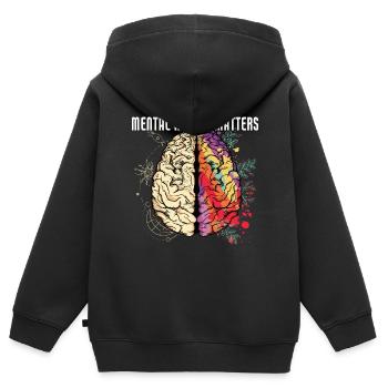 La santé mentale compte La conscience mentale - Sweat Premium à capuche zippé enfant bio - noir - Dos - AI Model Kid Male (0cm)
