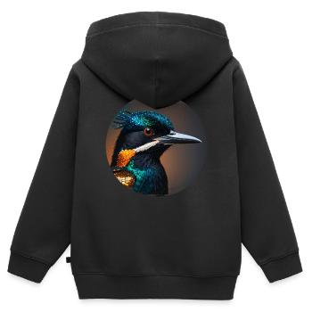 kolibri,vogel, illustration,bunt,glitzer,eisvogel - Kinder Premium Organic Zip Hoodie - Schwarz - Hinten - AI Model Kid Male (0cm)