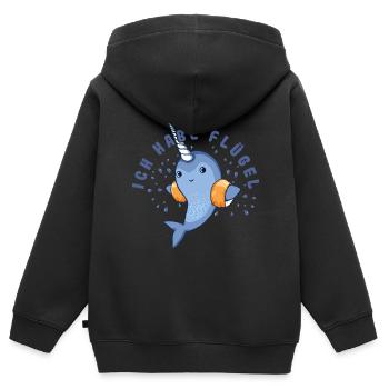 Ich habe Flügel, Schwimmflügel - Kinder Premium Organic Zip Hoodie - Schwarz - Hinten - AI Model Kid Male (0cm)