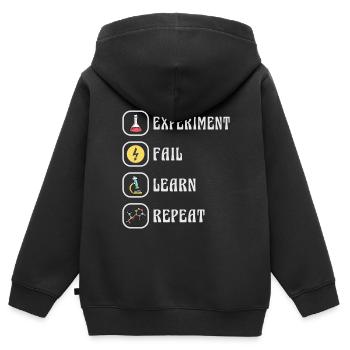 Science, Physique, Chimie, Expérience - Sweat Premium à capuche zippé enfant bio - noir - Dos - AI Model Kid Male (0cm)