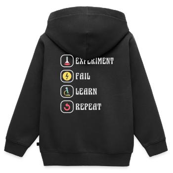 Science, Physique, Chimie, Expérience - Sweat Premium à capuche zippé enfant bio - noir - Dos - AI Model Kid Male (0cm)