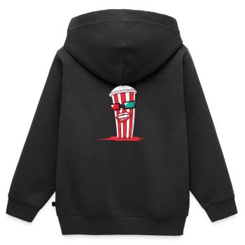 Cola avec des lunettes de soleil dans un look partenaire - Sweat Premium à capuche zippé enfant bio - noir - Dos - AI Model Kid Male (0cm)