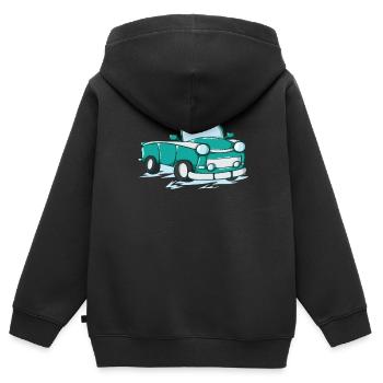 Auto Trabi en bande dessinée - Sweat Premium à capuche zippé enfant bio - noir - Dos - AI Model Kid Male (0cm)