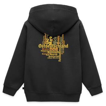 DDR Wortwolke Nicki Wörtersammlung - Kinder Premium Organic Zip Hoodie - Schwarz - Hinten - AI Model Kid Male (0cm)