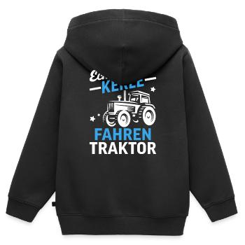 Echte Kerle fahren Traktor - Kinder Premium Organic Zip Hoodie - Schwarz - Hinten - AI Model Kid Male (0cm)