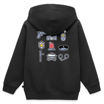 Police Collection Kids Policeman Cop Gift - Sweat Premium à capuche zippé enfant bio - noir - Dos - AI Model Kid Male (0cm)