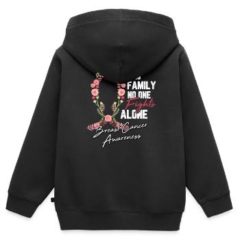 Cadeau de chimio de combat de fleur de ruban de cancer du sein - Sweat Premium à capuche zippé enfant bio - noir - Dos - AI Model Kid Male (0cm)